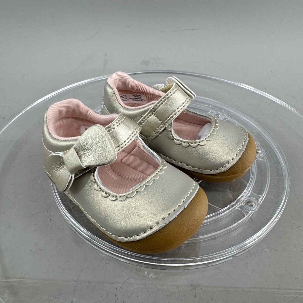 Stride Rite Baby Girls Makayla Leather Mary Jane Soft Motion Gold Shoes 3.5M